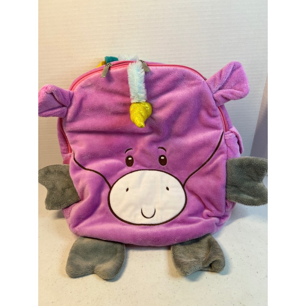 Animal Adventure Kids Plush Unicorn Backpack Purple Gold Horn‎ Fuzzy 13in Bag